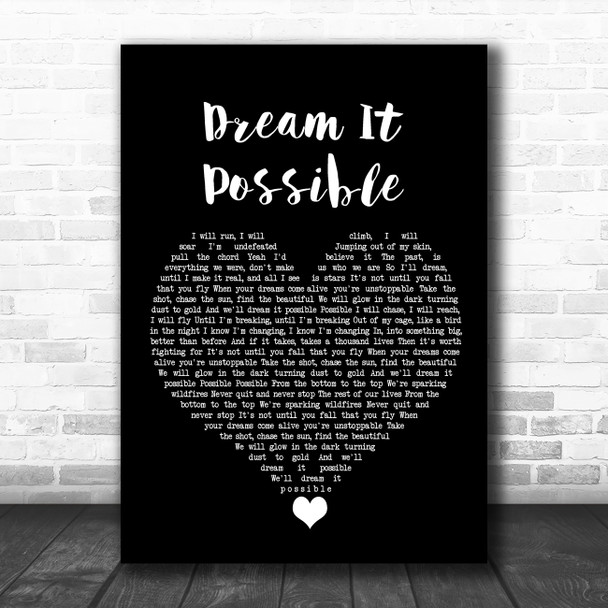 Jane Zhang Dream It Possible Black Heart Song Lyric Quote Music Print