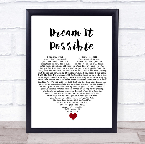 Jane Zhang Dream It Possible White Heart Song Lyric Quote Music Print