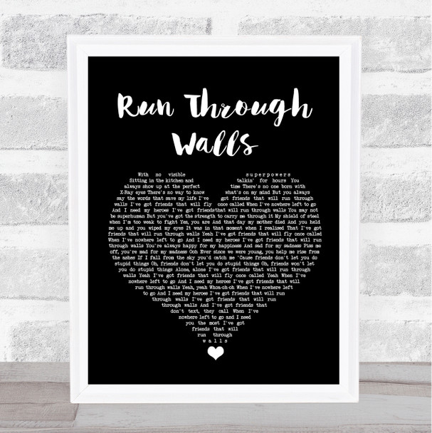 The Script Run Through Walls Black Heart Song Lyric Quote Music Print