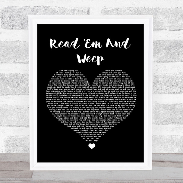 Meat Loaf Read 'Em And Weep Black Heart Song Lyric Quote Music Print