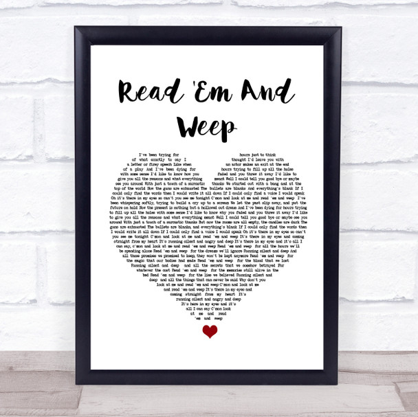 Meat Loaf Read 'Em And Weep White Heart Song Lyric Quote Music Print
