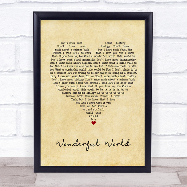 Sam Cooke Wonderful World Vintage Heart Song Lyric Quote Music Print