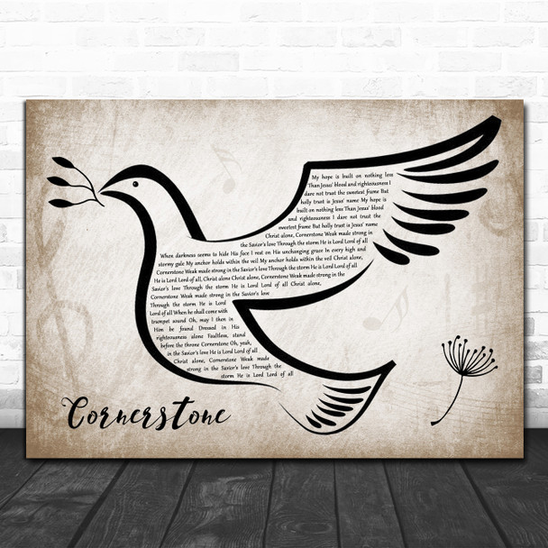 Hillsong Cornerstone Vintage Dove Bird Song Lyric Quote Music Print