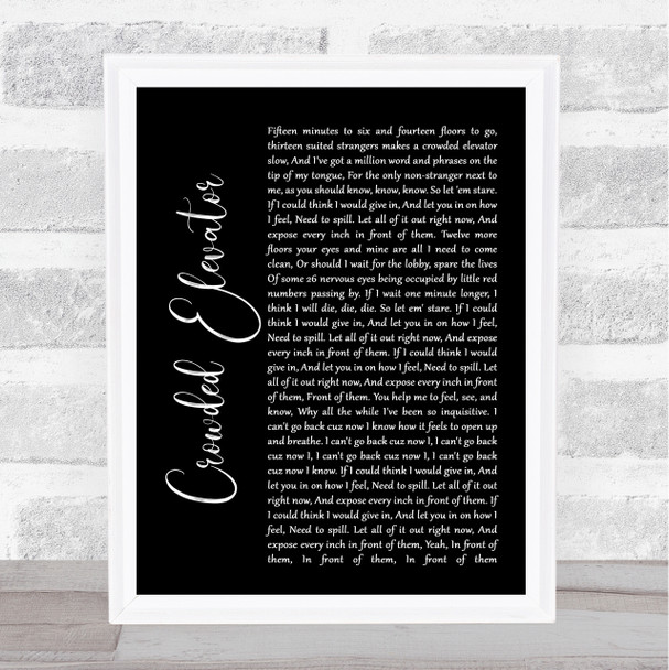 Incubus Crowded Elevator Black Script Song Lyric Quote Music Print