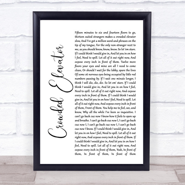 Incubus Crowded Elevator White Script Song Lyric Quote Music Print