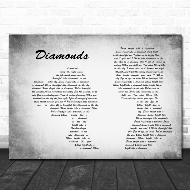 Rihanna Diamonds Man Lady Couple Grey Song Lyric Quote Music Print