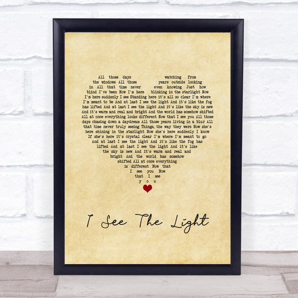 TANGLED I See The Light Vintage Heart Song Lyric Quote Music Print