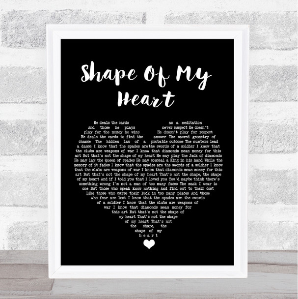 Sting Shape Of My Heart Black Heart Song Lyric Quote Music Print