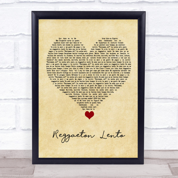 CNCO Reggaeton Lento Vintage Heart Song Lyric Quote Music Print