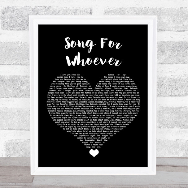 The Beautiful South Song For Whoever Black Heart Song Lyric Quote Music Print