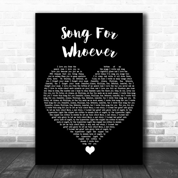 The Beautiful South Song For Whoever Black Heart Song Lyric Quote Music Print