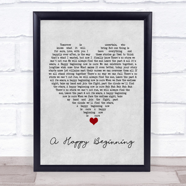 Jennifer Morrison A Happy Beginning Grey Heart Song Lyric Quote Music Print