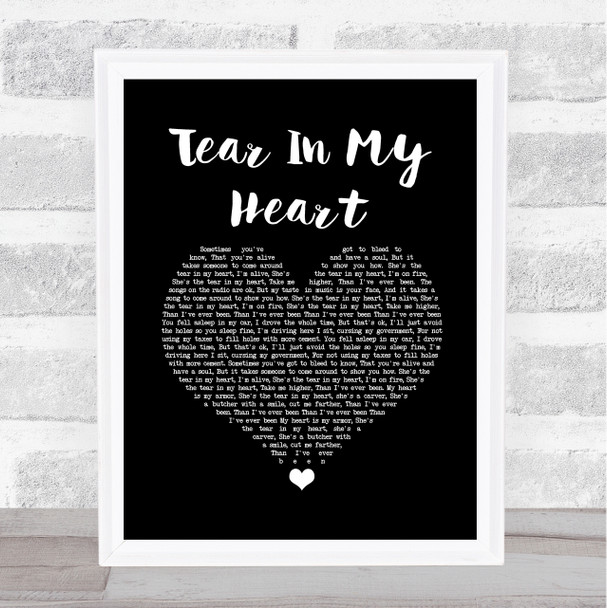 Twenty One Pilots Tear In My Heart Black Heart Song Lyric Quote Music Print