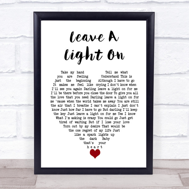 Belinda Carlisle Leave A Light On White Heart Song Lyric Quote Music Print