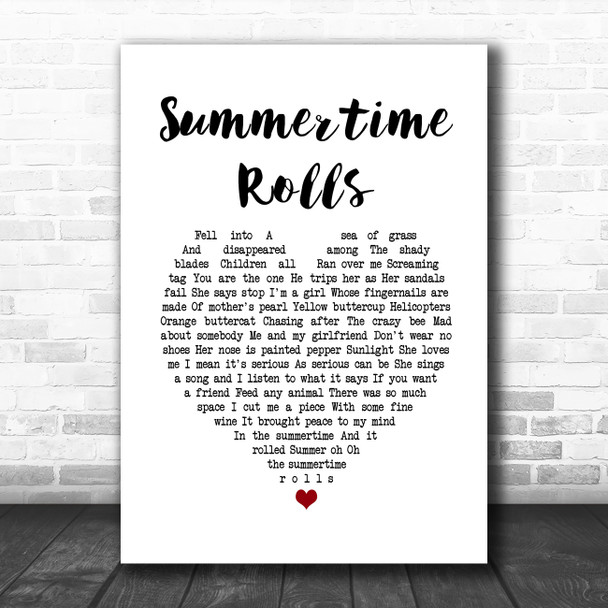 Jane's Addiction Summertime Rolls White Heart Song Lyric Quote Music Print