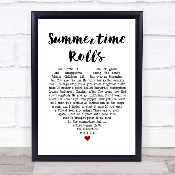 Jane's Addiction Summertime Rolls White Heart Song Lyric Quote Music Print