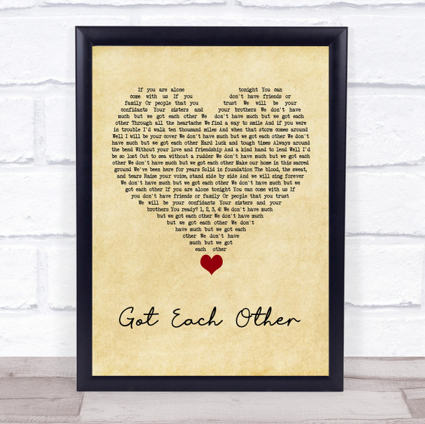 The Interrupters Got Each Other Vintage Heart Song Lyric Quote Music Print