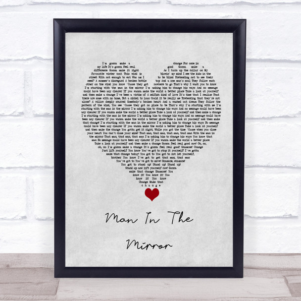 Michael Jackson Man In The Mirror Grey Heart Song Lyric Quote Music Print