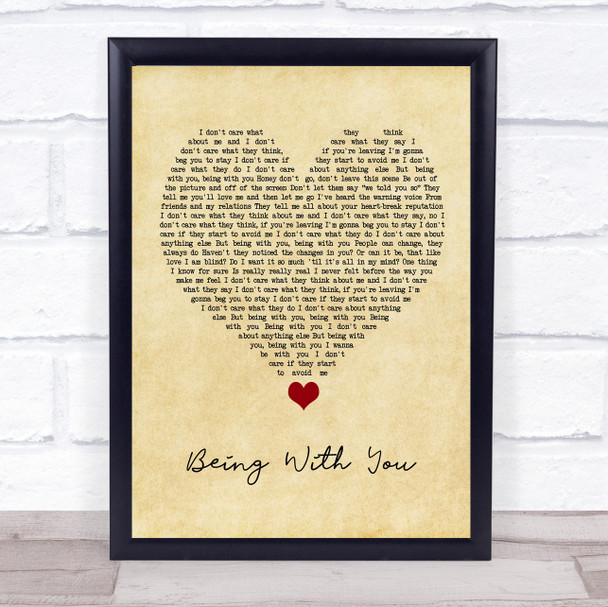Smokey Robinson Being With You Vintage Heart Song Lyric Quote Music Print