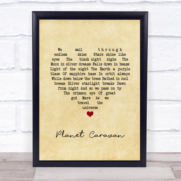 Black Sabbath Planet Caravan Vintage Heart Song Lyric Quote Music Print