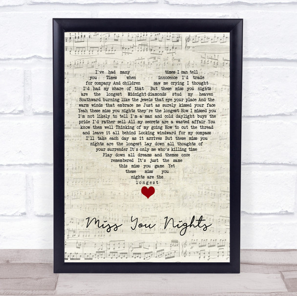 Cliff Richard Miss You Nights Script Heart Song Lyric Quote Music Print