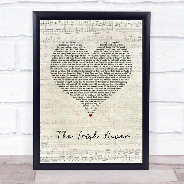 The Dubliners The Irish Rover Script Heart Song Lyric Quote Music Print