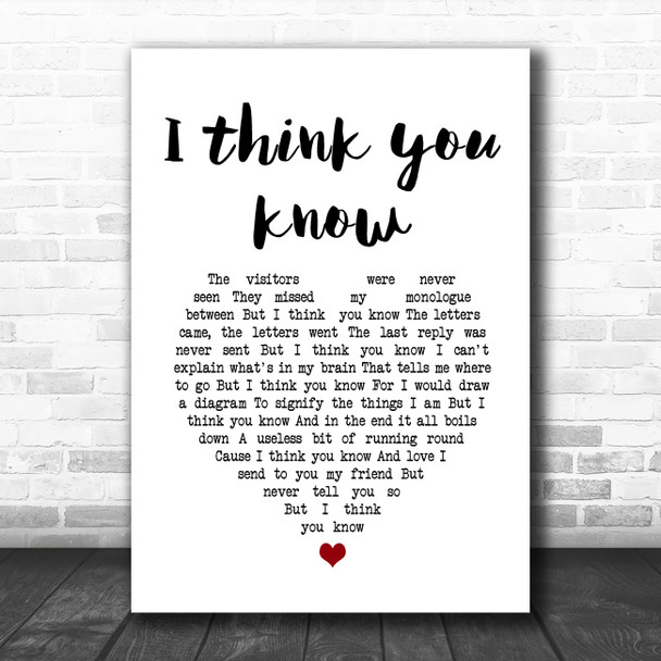 Todd Rundgren I think you know White Heart Song Lyric Quote Music Print