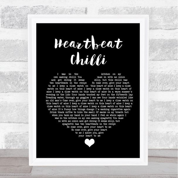 Allo Darlin' Heartbeat Chilli Black Heart Song Lyric Quote Music Print