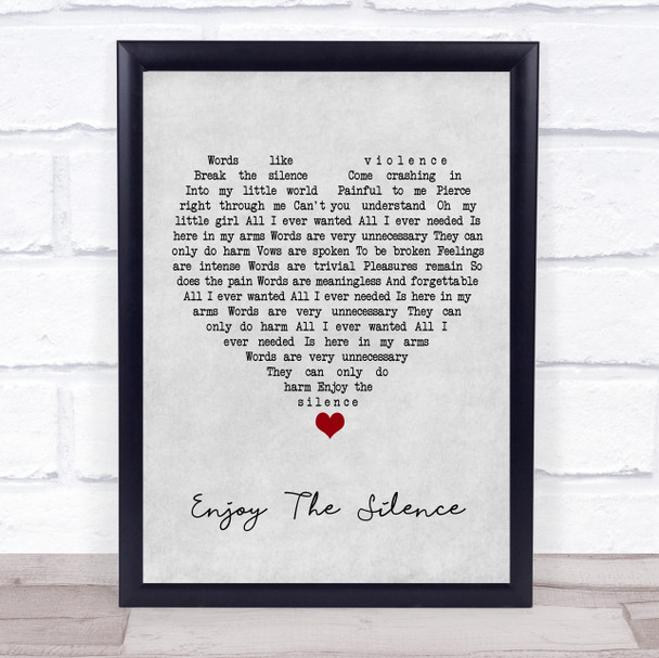 Depeche Mode Enjoy The Silence Grey Heart Song Lyric Quote Music Print
