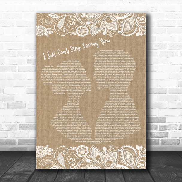 Michael Jackson I Just Can't Stop Loving You Burlap & Lace Song Lyric Music Wall Art Print