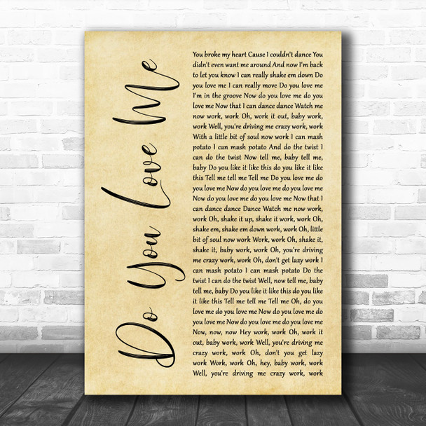 The Contours Do You Love Me Rustic Script Song Lyric Quote Music Print