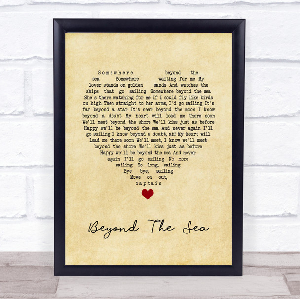 Bobby Darin Beyond The Sea Vintage Heart Song Lyric Quote Music Print