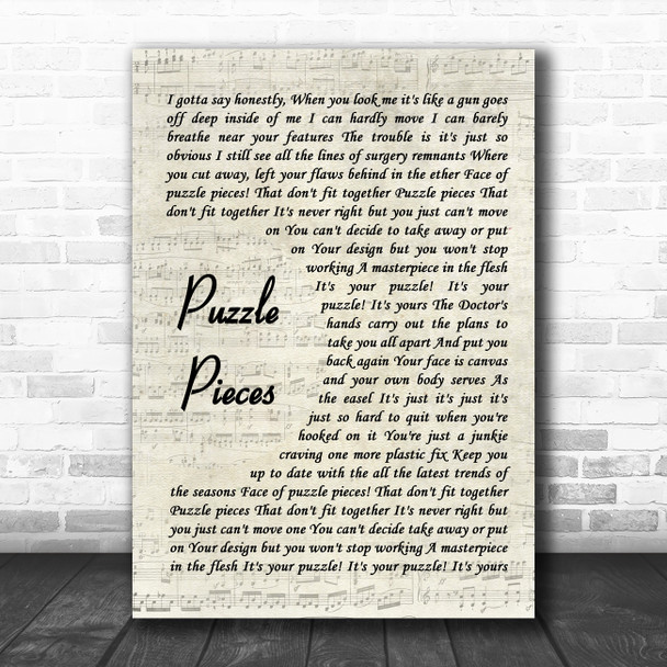 Saint Motel Puzzle Pieces Vintage Script Song Lyric Quote Music Print