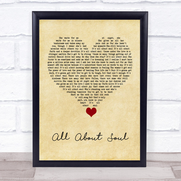 Billy Joel All About Soul Vintage Heart Song Lyric Quote Music Print