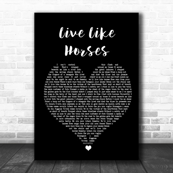 Elton John Live Like Horses Black Heart Song Lyric Quote Music Print