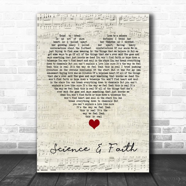 The Script Science & Faith Script Heart Song Lyric Quote Music Print