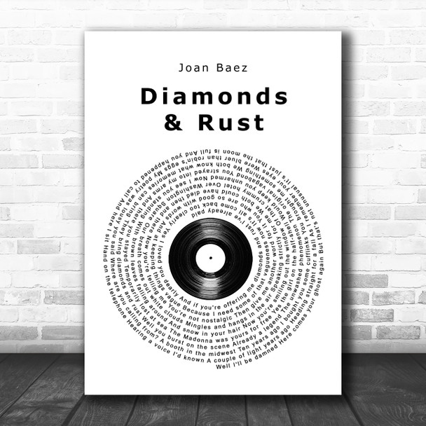 Joan Baez Diamonds & Rust Vinyl Record Song Lyric Quote Music Print