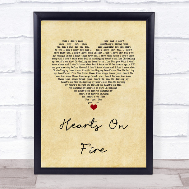 Passenger Hearts On Fire Vintage Heart Song Lyric Quote Music Print