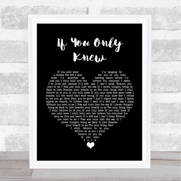 Shinedown If You Only Knew Black Heart Song Lyric Quote Music Print