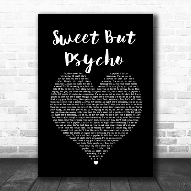 Ava Max Sweet But Psycho Black Heart Song Lyric Quote Music Print