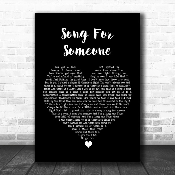 U2 Song For Someone Black Heart Song Lyric Quote Music Print