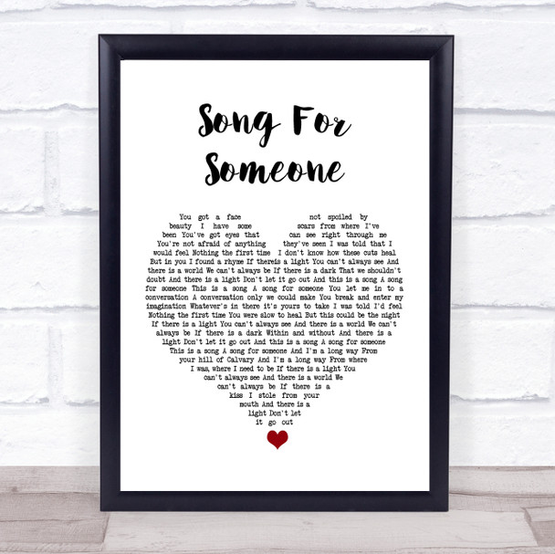 U2 Song For Someone White Heart Song Lyric Quote Music Print