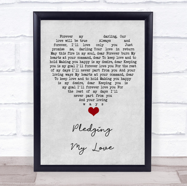Marvin Gaye & Diana Ross Pledging My Love Grey Heart Song Lyric Quote Music Print