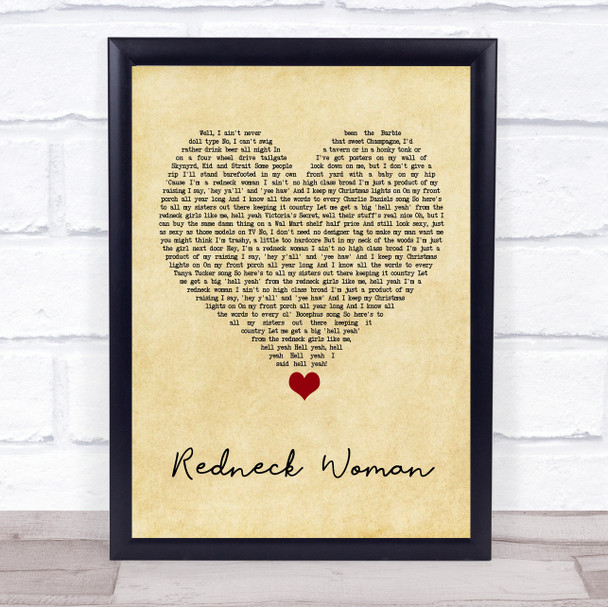 Gretchen Wilson Redneck Woman Vintage Heart Song Lyric Quote Music Print