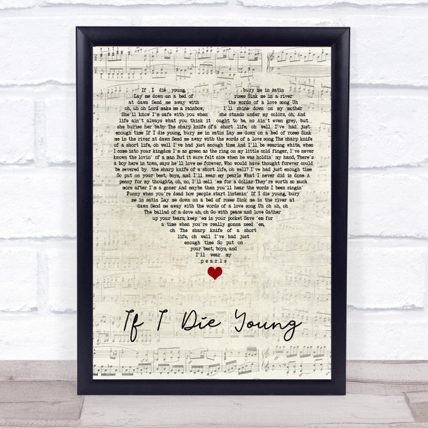 The Band Perry If I Die Young Script Heart Song Lyric Quote Music Print