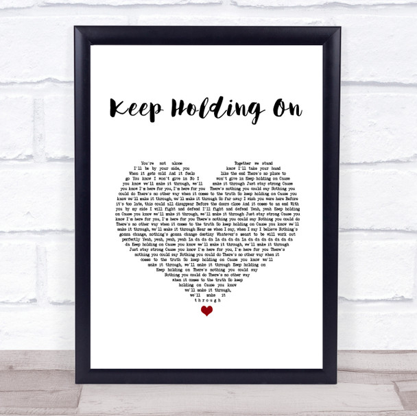 Avril Lavigne Keep Holding On White Heart Song Lyric Quote Music Print