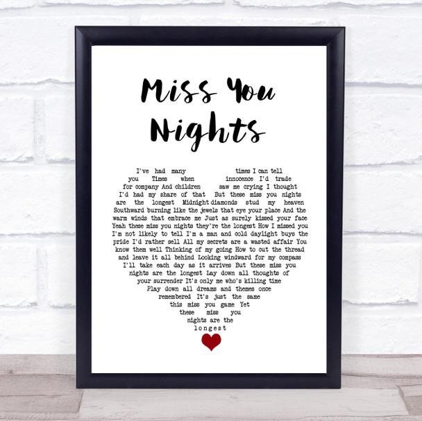 Cliff Richard Miss You Nights White Heart Song Lyric Quote Music Print