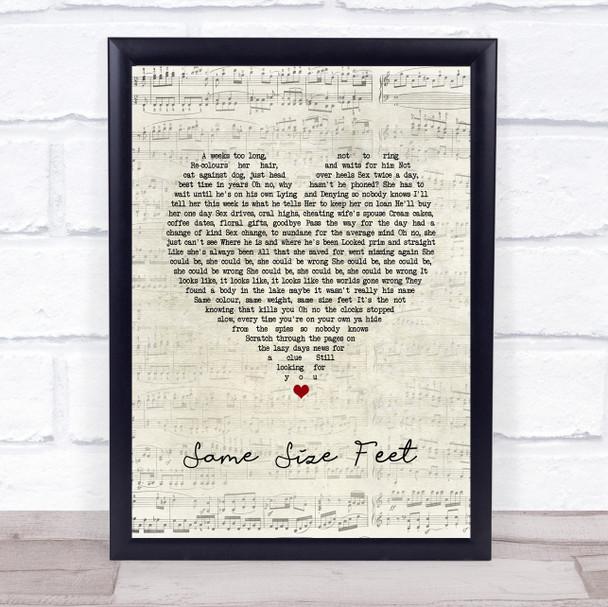 Stereophonics Same Size Feet Script Heart Song Lyric Quote Music Print