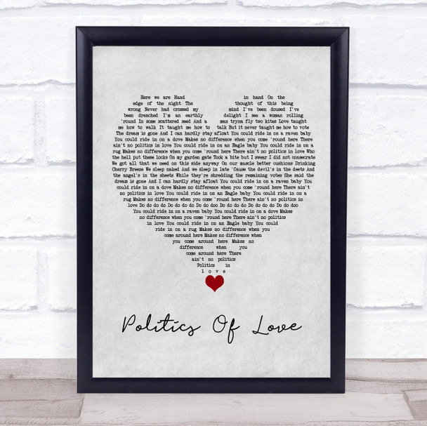 Alex Cameron Politics Of Love Grey Heart Song Lyric Quote Music Print