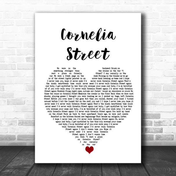 Taylor Swift Cornelia Street White Heart Song Lyric Quote Music Print